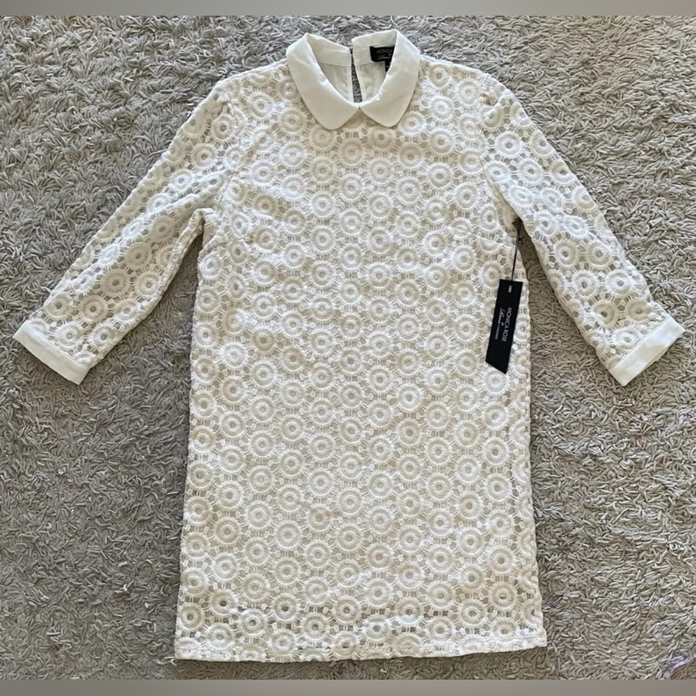 MONICA ROSE lovers + friends ivory beige 3/4 sleeve dress Small S